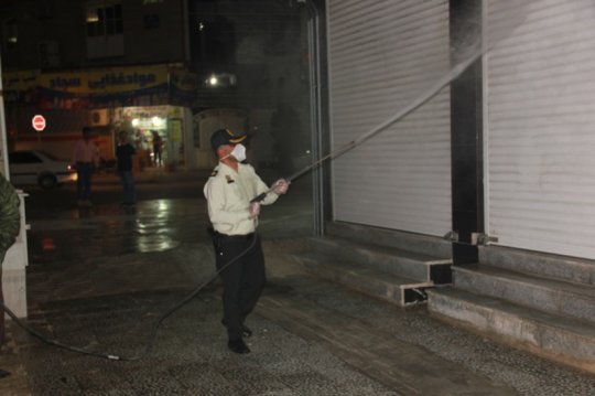 اجرای دوازدهمین مرحله گندزدایی شهر برازجان توسط پلیس دشتستان+گزارش تصویری