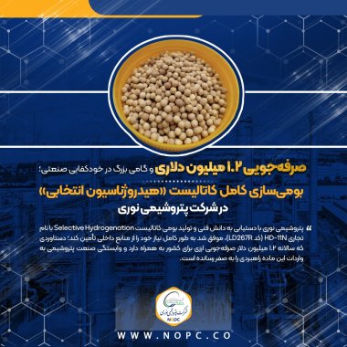 بومیسازی کامل کاتالیست «هیدروژناسیون انتخابی» در پتروشیمی نوری
